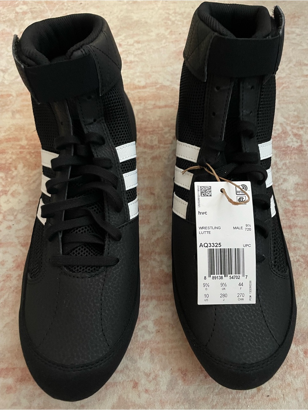 adidas Black and White Women’s High-Top Athletic Wrestling Shoes